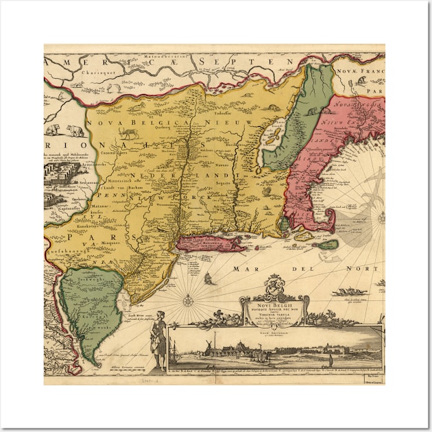 Vintage Map of New England (1685) Wall Art by Bravuramedia